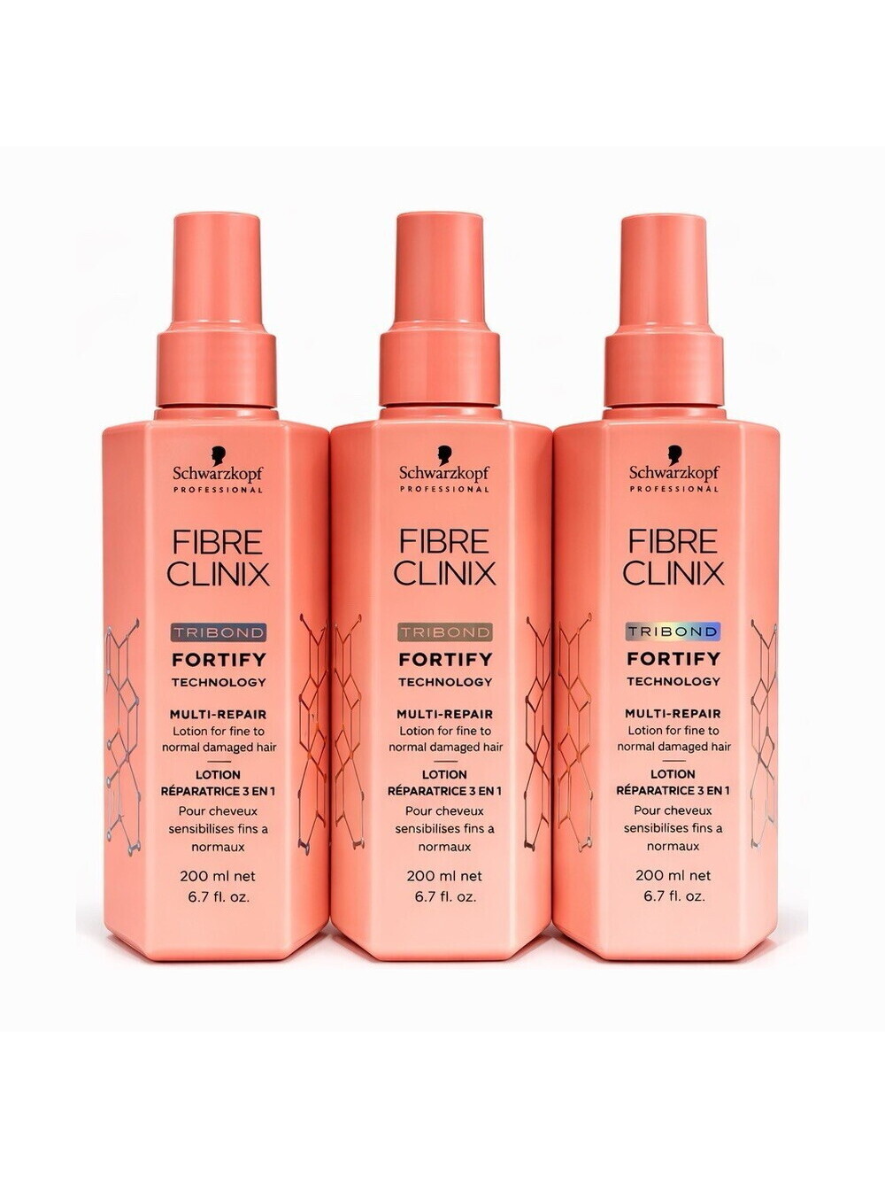 Schwarzkopf Fibre Clinix Fortify Lotion 6.7 fl oz 200ml x3 Repair